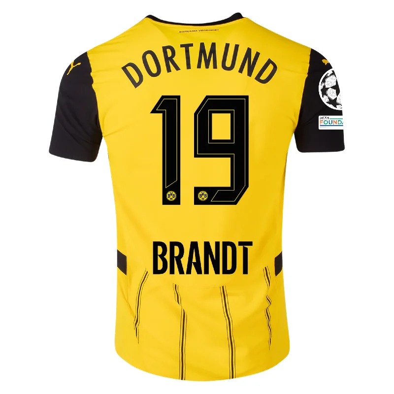 Men's Custom - Embroidered Volleyball Jerseys for Team Uniforms or Personalized GearPuma Borussia Dortmund Julian Brandt Home Jersey w/ Champions League Patches 24/25 (Faster Yellow/Puma Black)