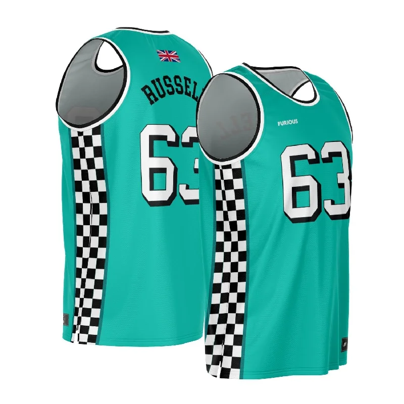 Men's Breathable Polyester Running Jerseys in Bright Neon Colors for High - Visibility WorkoutsRussell - Teal Finish Line Edition Jersey