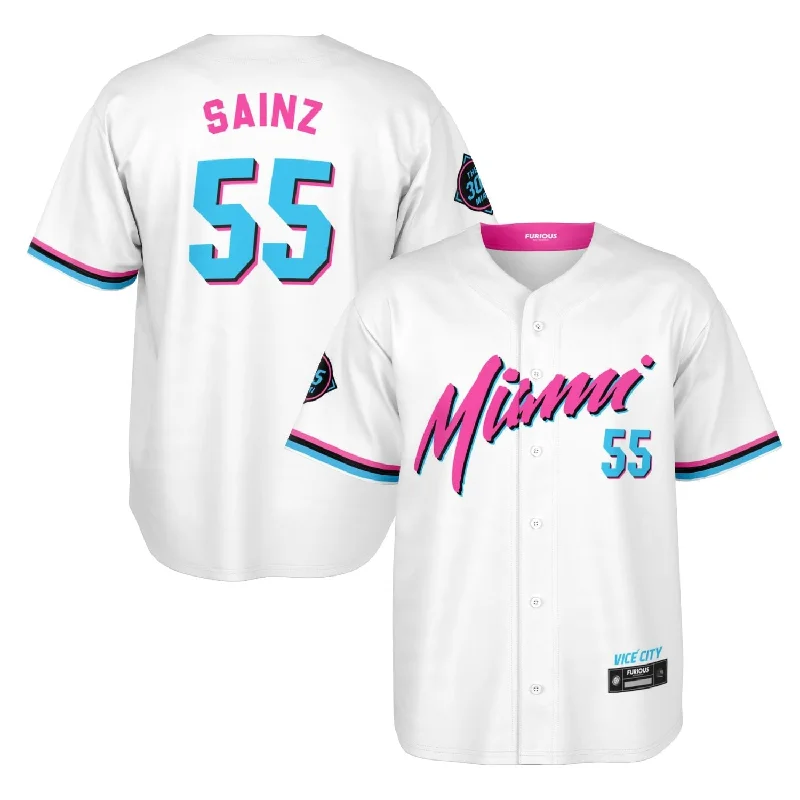 Men's Moisture - Wicking Lacrosse Jerseys with Mesh Panels for Optimal Performance on the FieldSainz - Miami Vice Home Jersey