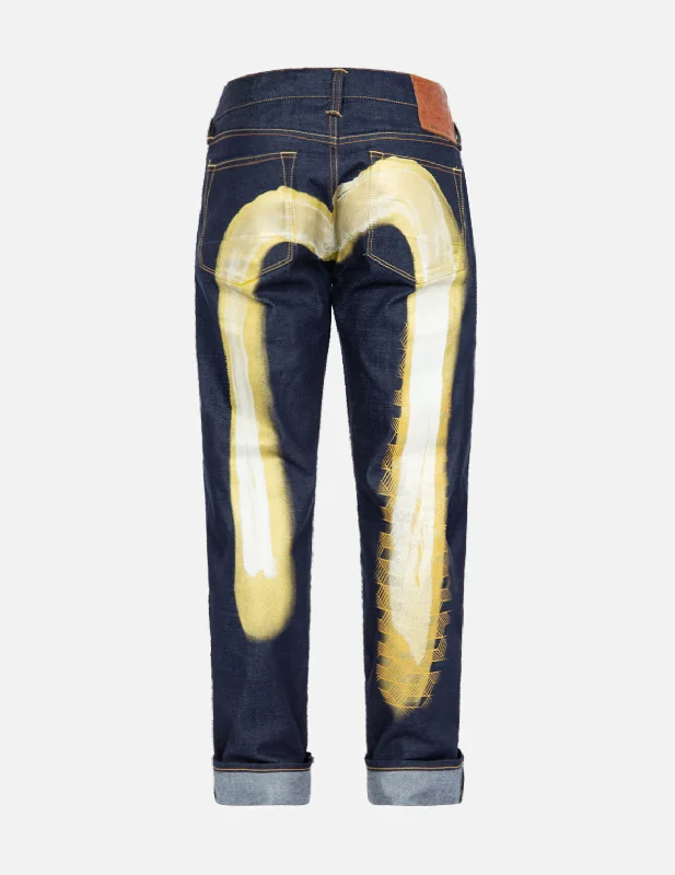 Men's Ripped Skinny Jeans in Acid Wash for an Edgy and Punk - Inspired Style2-Layer Hand-brushed Daicock Foil Print Slim-Fit Jeans #2010