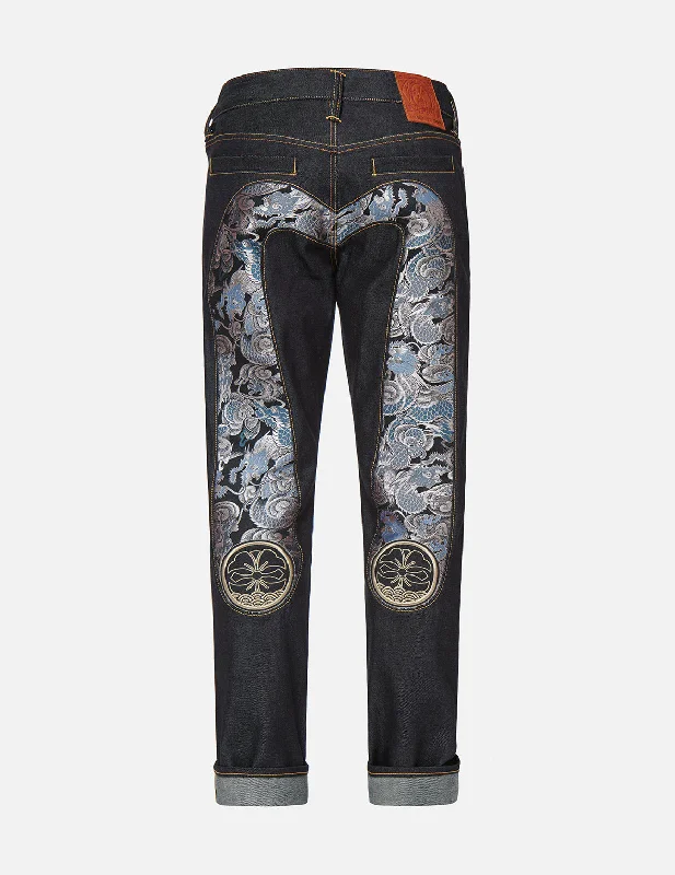 Men's Ripped Skinny Jeans in Acid Wash for an Edgy and Punk - Inspired StyleDragon Brocade Daicock Insert Carrot Fit Jeans #2017