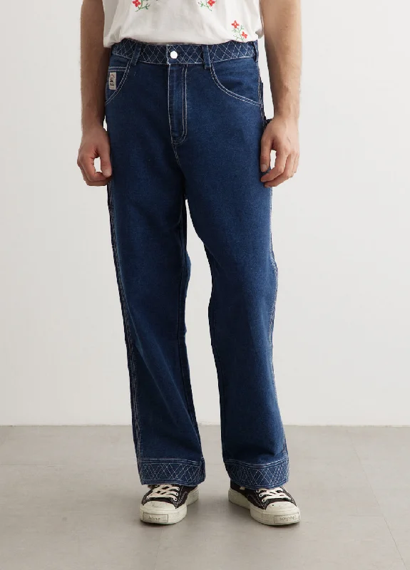 Men's Straight Leg Raw Denim Jeans for a Minimalist and Durable OptionEmbroidered Denim Knolly Brook Trousers