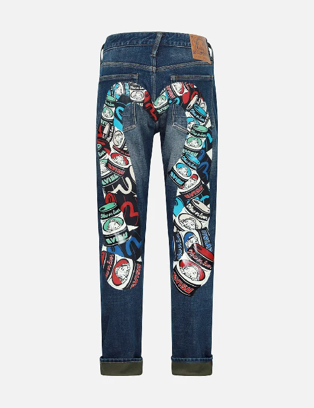 Men's Ripped Skinny Jeans in Acid Wash for an Edgy and Punk - Inspired StyleGodhead and Oil Barrel-Pattern Daicock Print Carrot Fit Jeans #2017