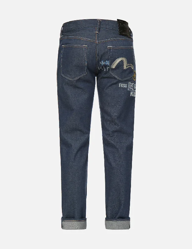 Men's Jeans with a Zip - Off Lower Leg for Convertible StyleLogo Print and Embroidered Slim Straight fit Jeans #2010