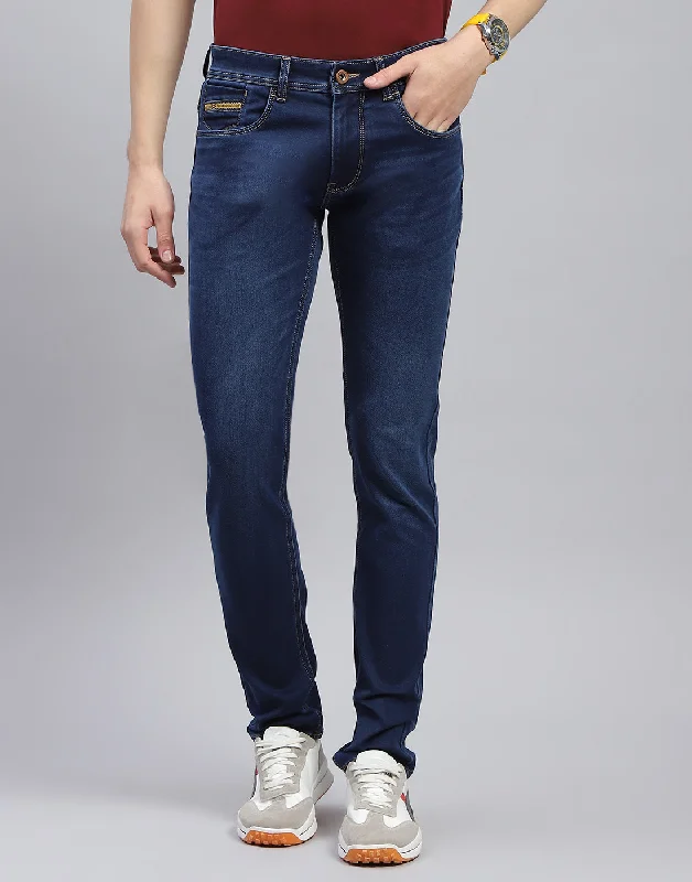 Men's Jeans with a Zip - Off Lower Leg for Convertible StyleMen Blue Light Wash Skinny Fit Denim