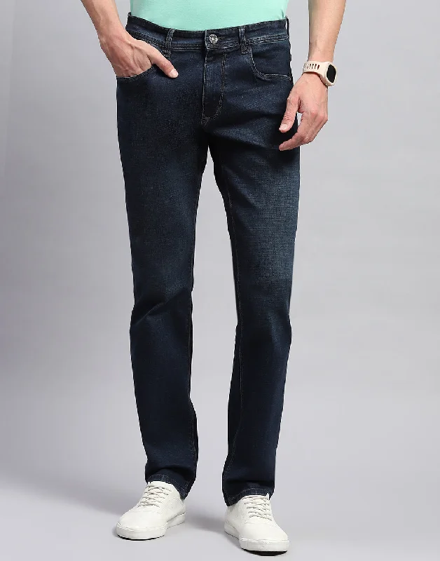 Men's Jeans with a Cargo - Inspired Knee Pocket for Extra StorageMen Blue Light Wash Straight Fit Denim