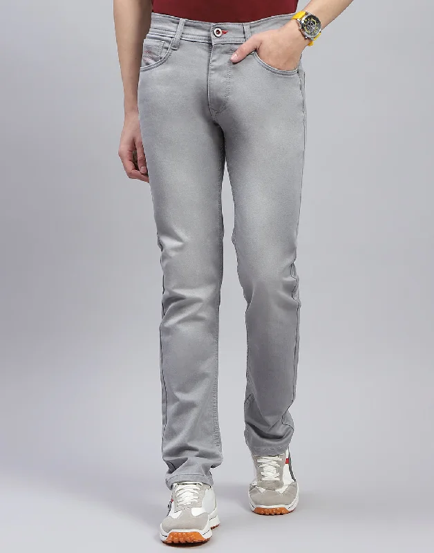 Men's High - Waisted Jeans in a Medium Wash for a Vintage - Style RevivalMen Grey Light Wash Narrow Fit Denim