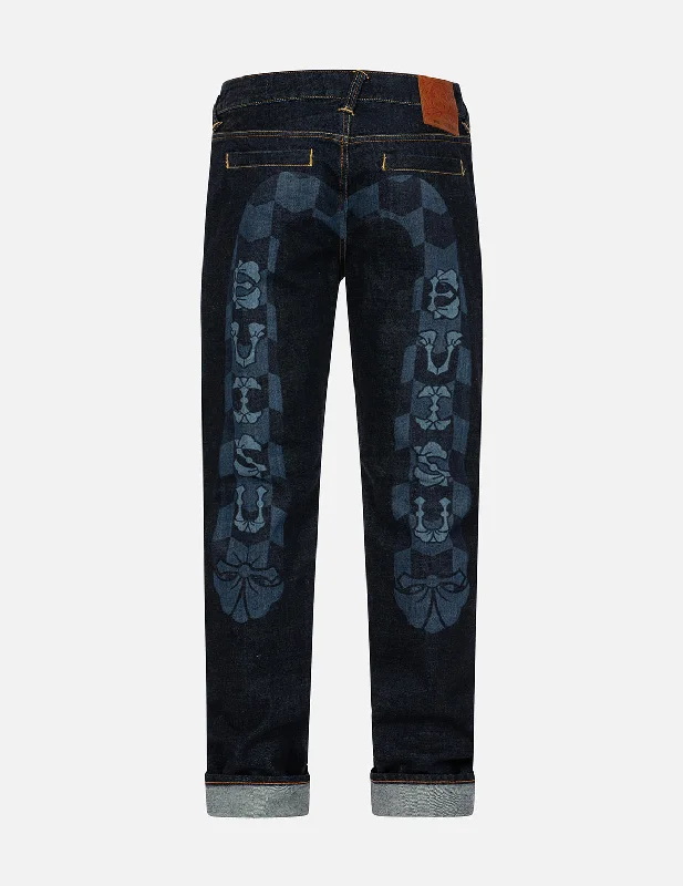 Men's Ripped Skinny Jeans in Acid Wash for an Edgy and Punk - Inspired StyleMonogram Daicock Discharged Print Slim Fit Jeans #2010