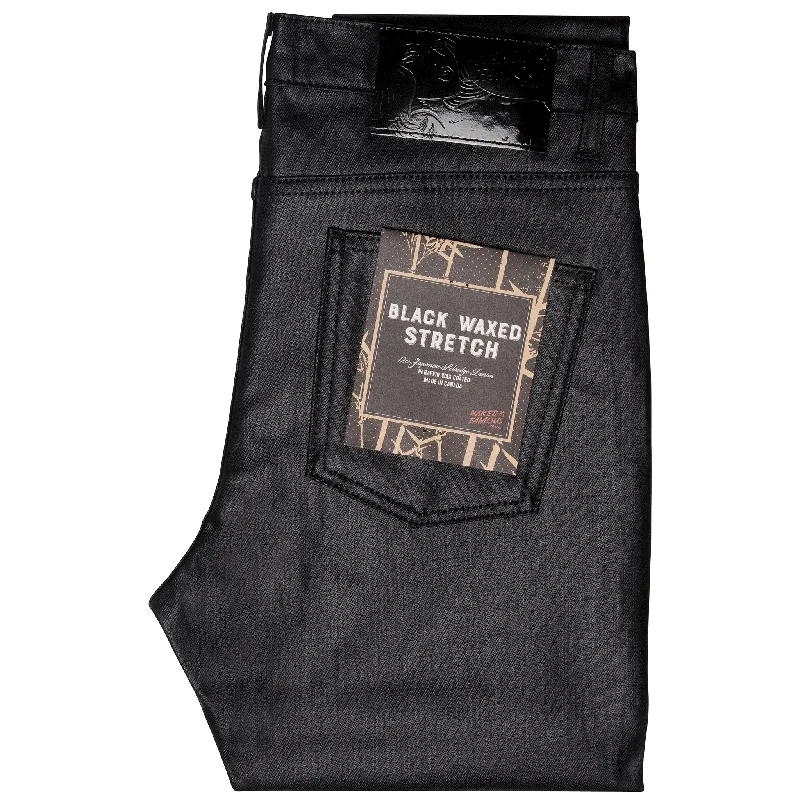 Men's Ripped Skinny Jeans in Acid Wash for an Edgy and Punk - Inspired StyleStacked Guy - Wax Coated Black Stretch