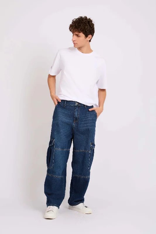 Men's Cargo Jeans with Multiple Pockets for a Practical and Outdoor - Friendly LookDenim