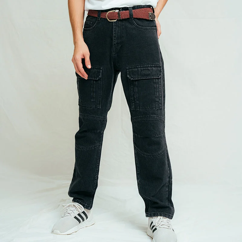 Plus Size Men's Bootcut Jeans with a Belt Loop Upgrade for a Stylish TouchUtility cargo jeans