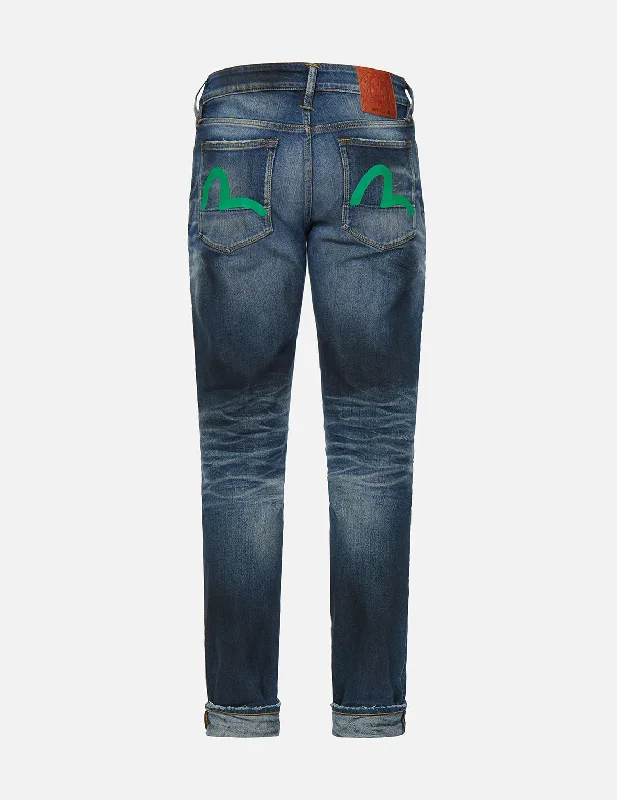 Men's Cargo Jeans with Multiple Pockets for a Practical and Outdoor - Friendly LookVintage Collection Seagull Handprint Cloud Wash Carrot Fit Denim Jeans