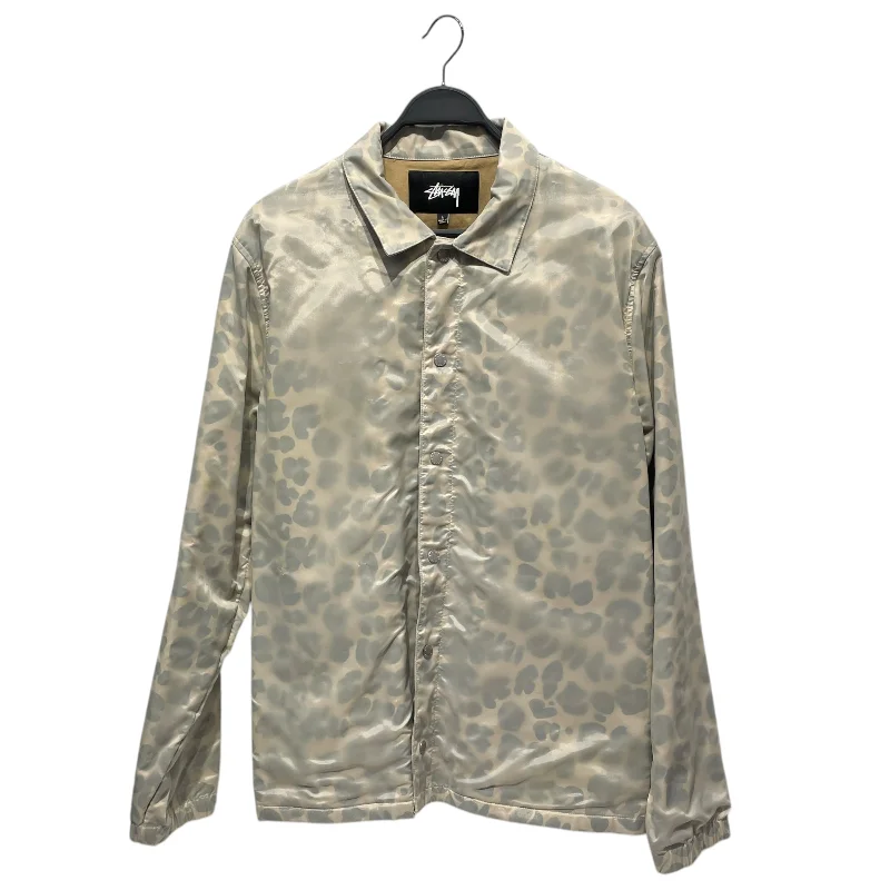 Stretch - fabric men jackets for unrestricted movement during workoutsSTUSSY/Blouson/L/Nylon/BEG/Animal Pattern/LEOPARD PRINT TRANSLUCENT