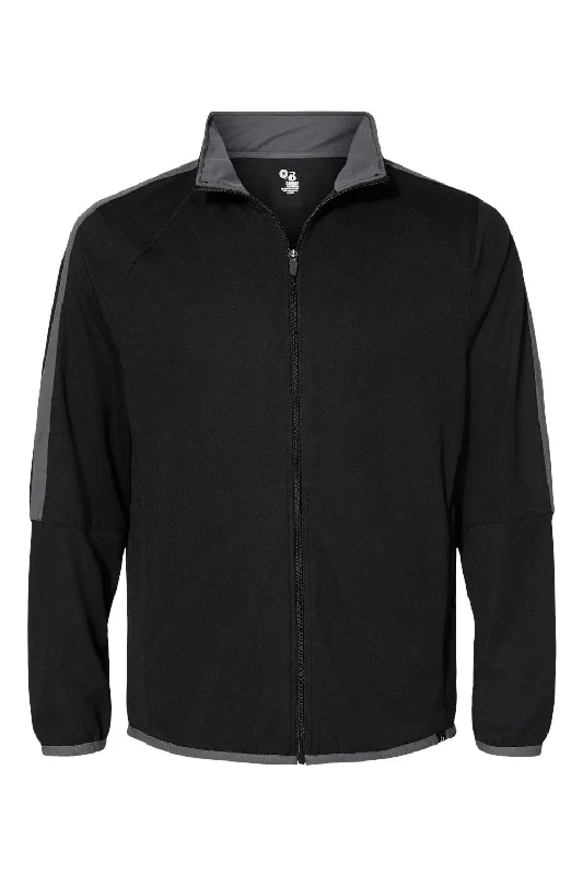 Corduroy men jackets in earthy tones for a rustic charmBadger Mens Blitz Full Zip Jacket - Black/Graphite Grey