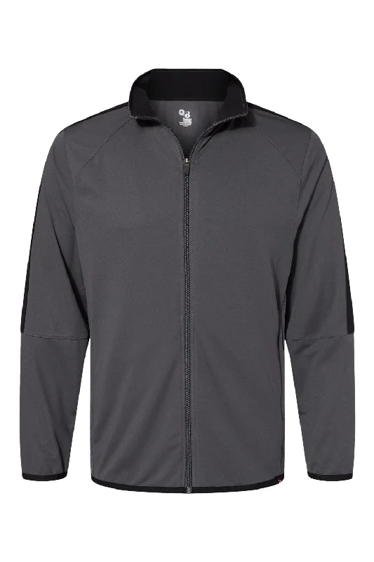 Lightweight men jackets made from recycled nylon for eco - friendly travelBadger Mens Blitz Full Zip Jacket - Graphite Grey/Black