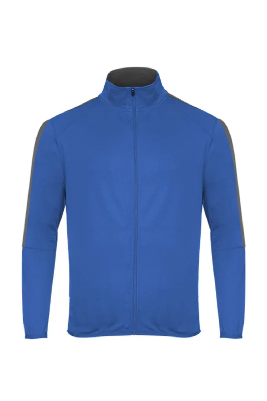 Stretch - fabric men jackets for unrestricted movement during workoutsBadger Mens Blitz Full Zip Jacket - Royal Blue/Graphite Grey