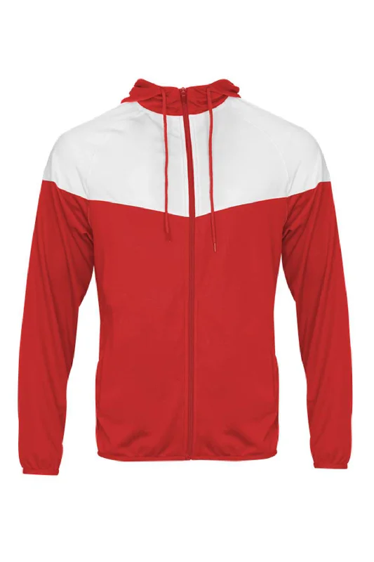 Down - filled men jackets in bright colors for winter fashionBadger Mens Spirit Full Zip Hooded Jacket - Red/White