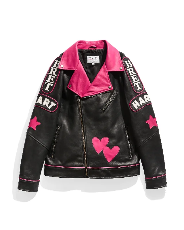 Lightweight men jackets made from recycled nylon for eco - friendly travelBret Hart 1994 Biker Jacket