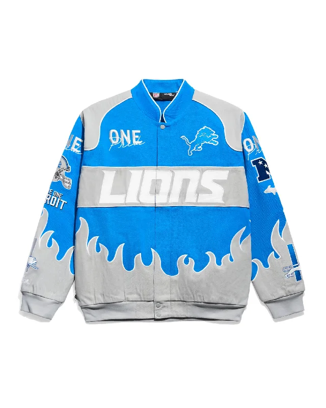 Men jackets with a hidden interior pocket for secure storageDetroit Lions Premium Racing Jacket