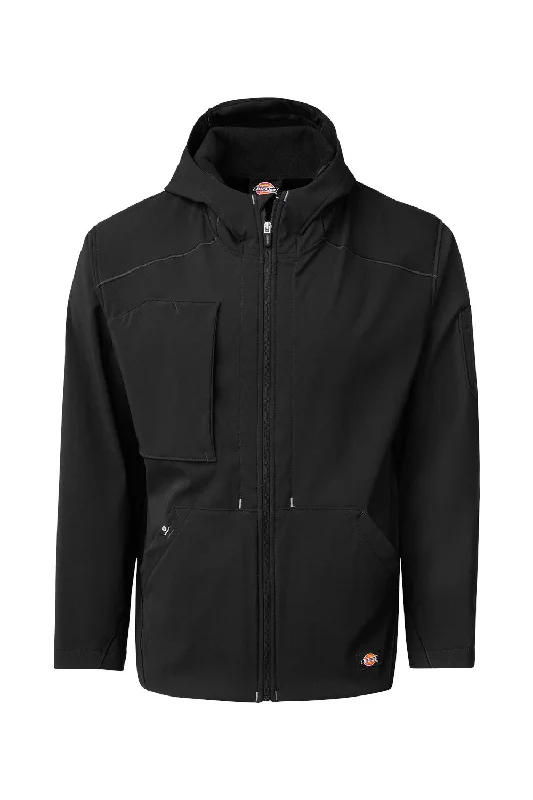 Slim - fit leather men jackets with a distressed finish for a rugged lookDickies Mens Protect Wind & Water Resistant Full Zip Hooded Jacket - Black