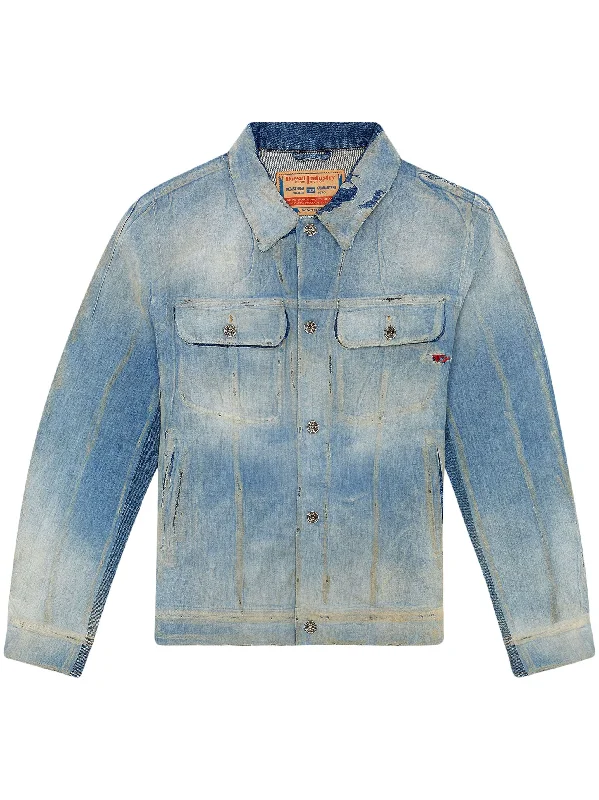 Bomber men jackets with ribbed cuffs for a classic 80s styleDistressed Denim Jacket