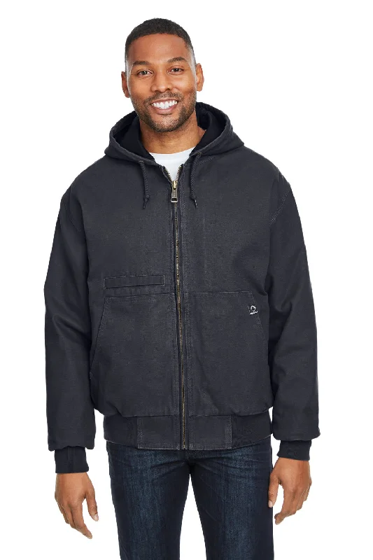 Men jackets with a media - friendly pocket for easy access to gadgetsDri Duck Mens Laramie Canvas Full Zip Hooded Jacket - Black