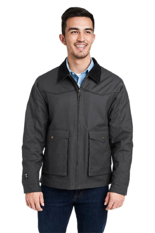 Bomber men jackets with ribbed cuffs for a classic 80s styleDri Duck Mens Yellowstone Dri Flex Water Resistant Canvas Full Zip Jacket - Charcoal Grey