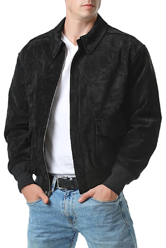 Stretch - fabric men jackets for unrestricted movement during workoutsLanding Leathers Men Air Force A-2 Suede Leather Flight Bomber Jacket