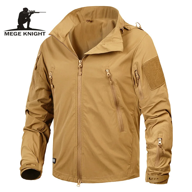 Hooded men jackets with a detachable faux - fur trim for added warmthMege Brand Clothing New Autumn Men's Jacket Coat Military Clothing Tactical Outwear US Army Breathable Nylon Light Windbreaker