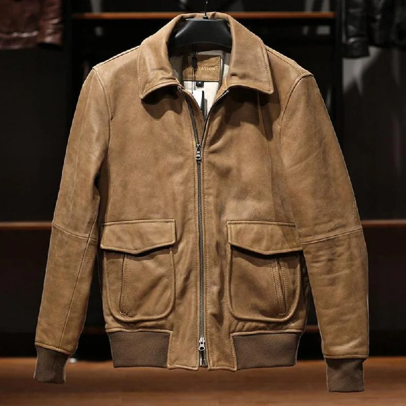 Tailored men jackets to pair with formal trousers for business meetingsMen's Full-grain Aviator Leather Jacket