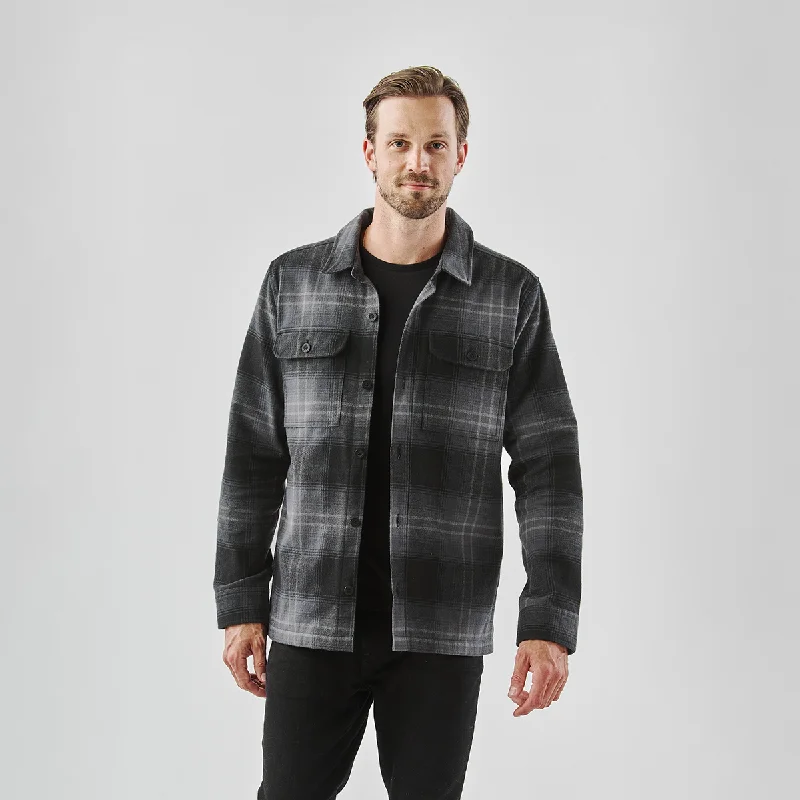 Plus - size men jackets with adjustable drawstrings for a comfortable fitMen's Highland Plaid Shacket - CSH-1M