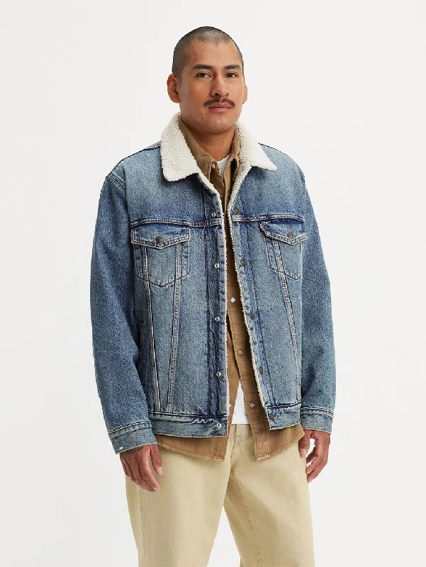 Bomber men jackets with ribbed cuffs for a classic 80s styleMen's Solid Blue Spread Collar Denim Jacket