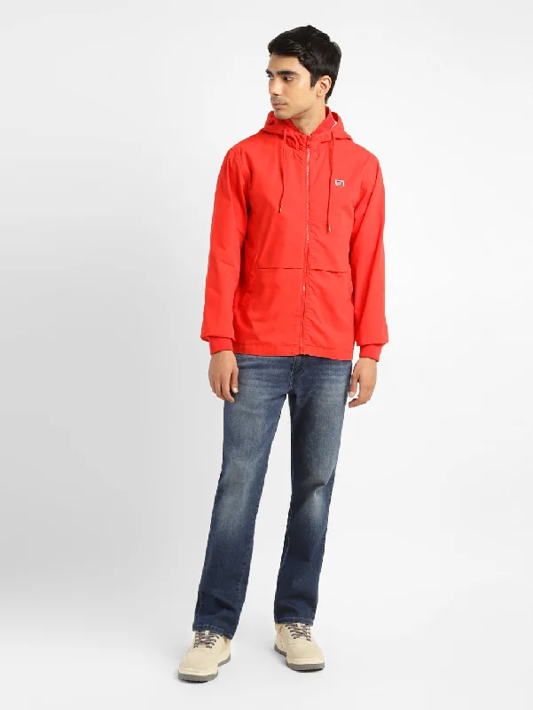 Fleece - lined men jackets for cold - weather commutingMen's Solid Red Hooded Tailored Jacket