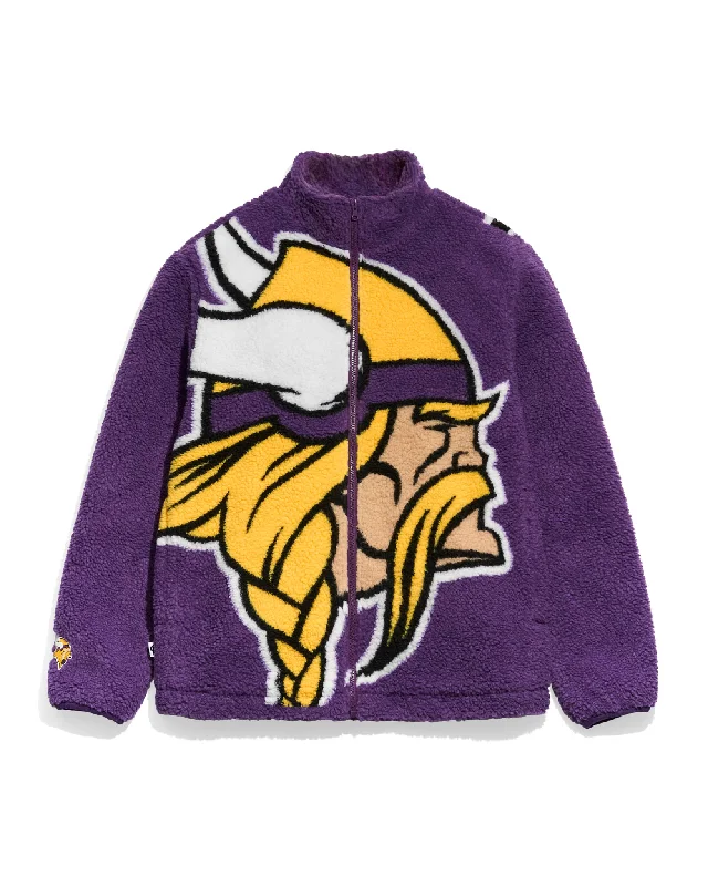 Men jackets with a hidden interior pocket for secure storageMinnesota Vikings Big Logo Sherpa Jacket