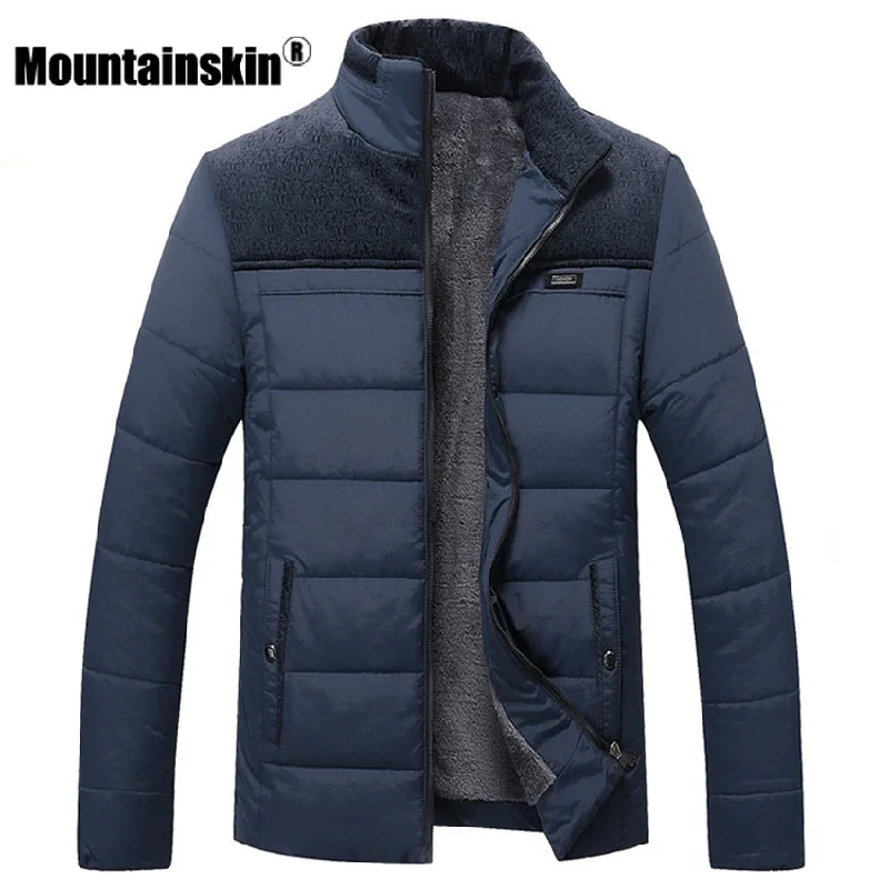 Slim - fit leather men jackets with a distressed finish for a rugged lookMountainskin Thick Winter Coats Men's Jackets 4XL Fleece Casual Parkas Men Outerwear Solid Male Jackets Brand Clothing SA348