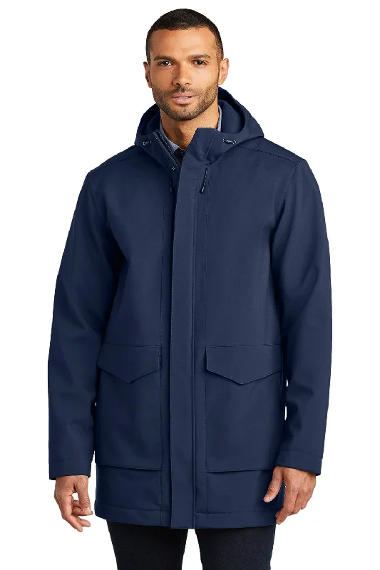 Windbreaker men jackets with UV protection for outdoor activitiesPort Authority Mens Collective Water Resistant Full Zip Hooded Parka - River Navy Blue