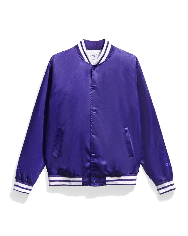 Waterproof men jackets with taped seams for heavy rain protectionPurple Arena Satin Jacket