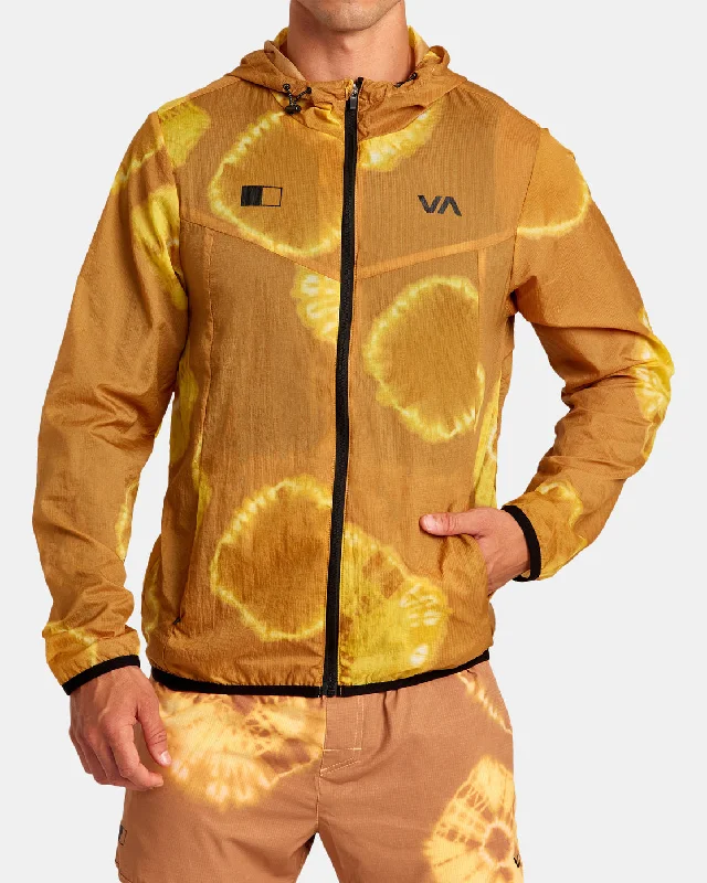 Denim men jackets with embroidered patches for a personalized touchRVCA Runner Lightweight Training Jacket - Gold Tie Dye