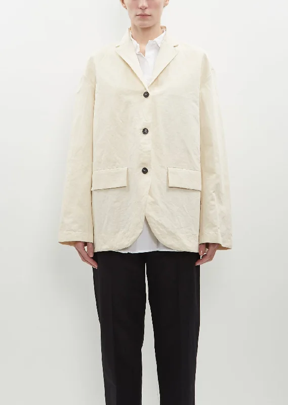 Hooded men jackets with a detachable faux - fur trim for added warmthBea Cotton-Linen Jacket