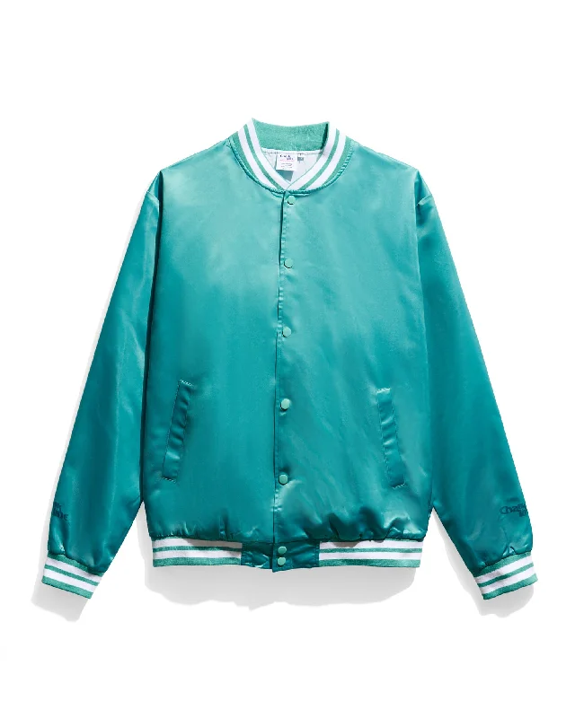 Men jackets with a media - friendly pocket for easy access to gadgetsTeal Arena Satin Jacket