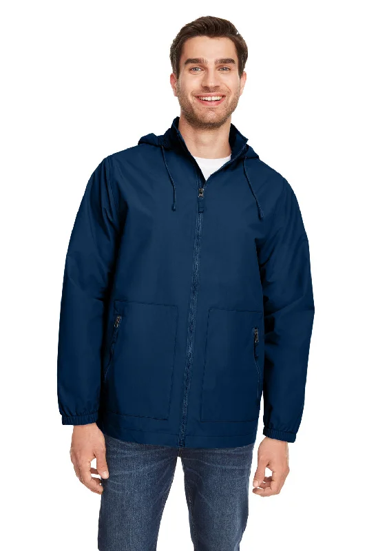 Men jackets with a hidden interior pocket for secure storageTeam 365 Mens Zone HydroSport Full Zip Hooded Jacket - Dark Navy Blue - Closeout