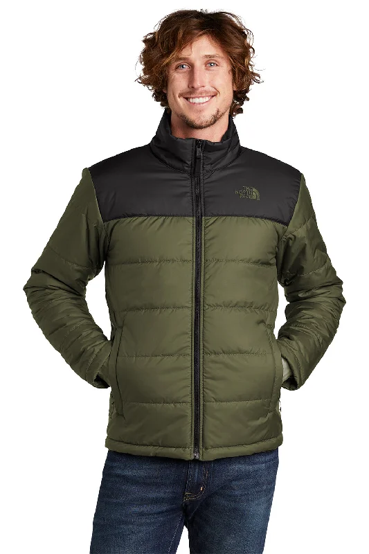 Embroidered men jackets with intricate floral designs for a unique aestheticThe North Face Mens Everyday Water Resistant Insulated Full Zip Jacket - Burnt Olive Green