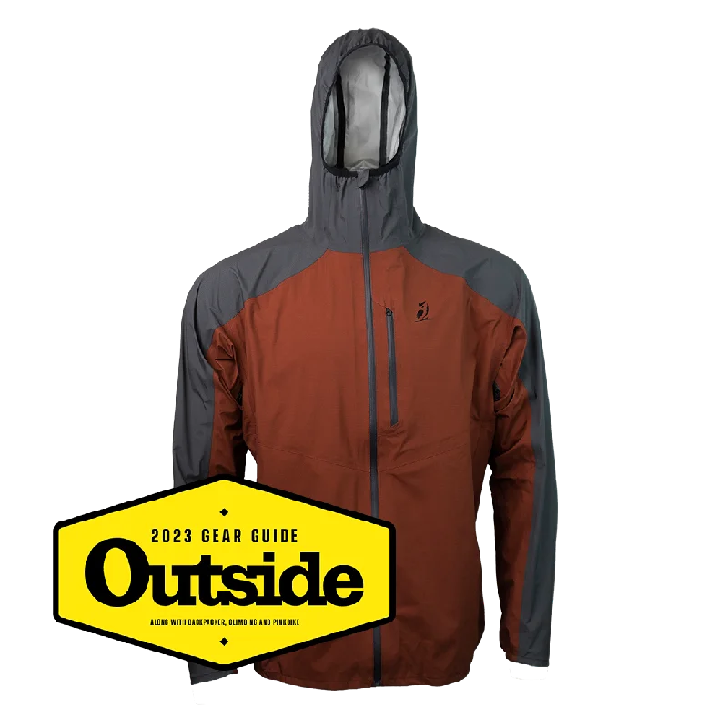 Hooded men jackets with a detachable faux - fur trim for added warmthTushar Rain Jacket