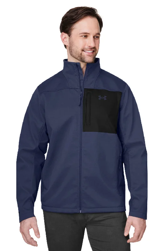 Men jackets with a hidden interior pocket for secure storageUnder Armour Mens ColdGear Infrared Shield 2.0 Windproof & Waterproof Full Zip Jacket - Midnight Navy Blue