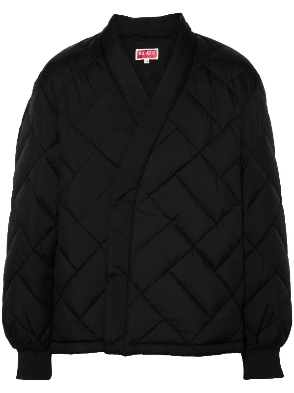 Men jackets with a media - friendly pocket for easy access to gadgetsWrap-Design Padded Jacket