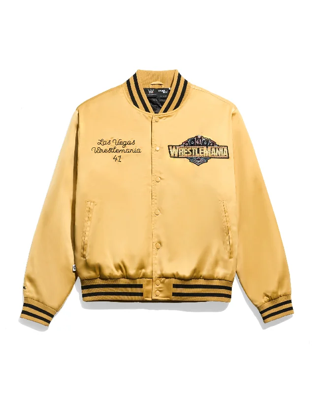 Corduroy men jackets in earthy tones for a rustic charmWrestleMania 41 Gold Satin Jacket