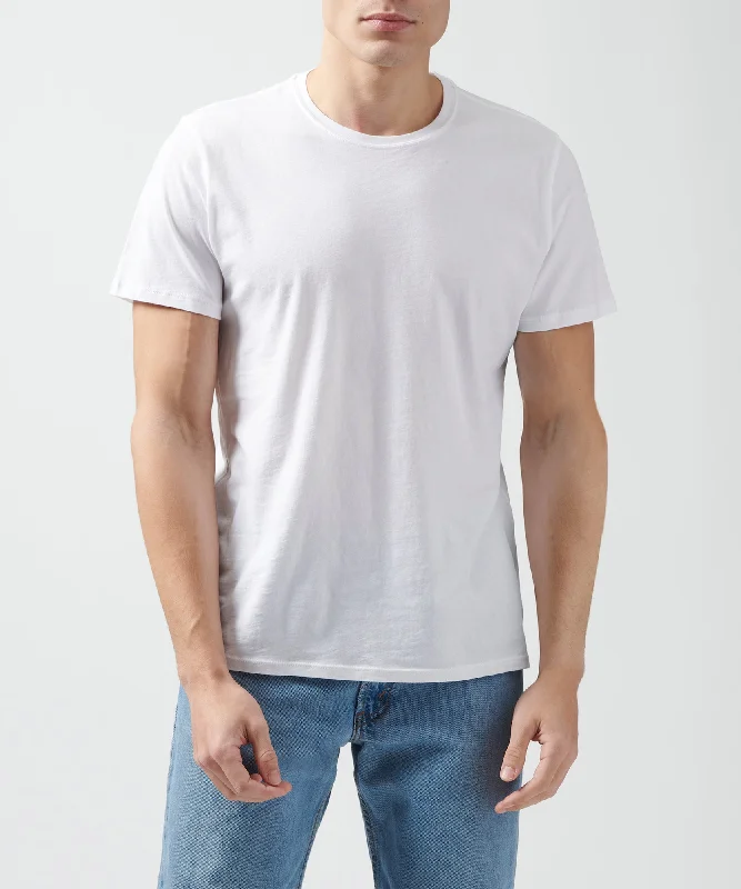 Men's distressed denim - look t - shirts with a rugged appealMen's distressed denim - look t - shirts with a rugged appealClassic Jersey Crew Neck Tee - White