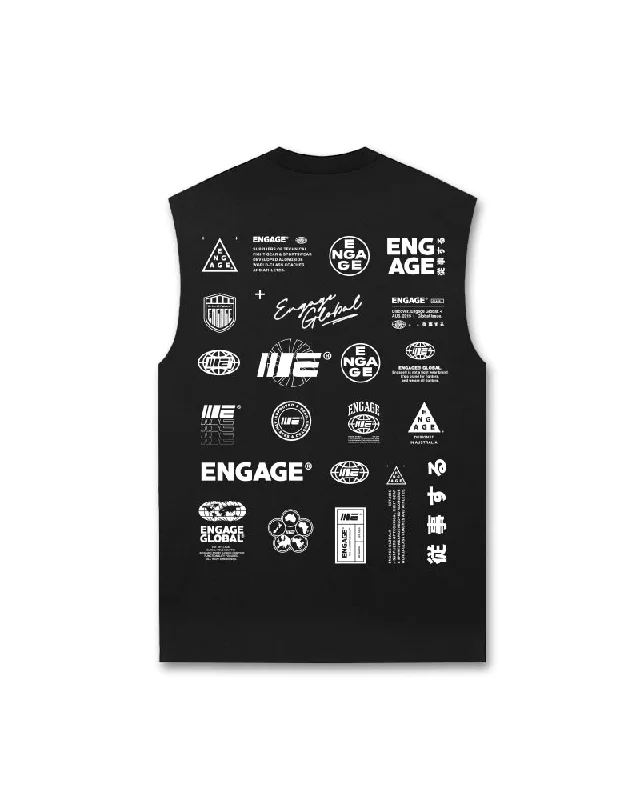 Men's button - front t - shirts with a unique artistic printMen's button - front t - shirts with a unique artistic printEngage Billboard Tank Top (Black)