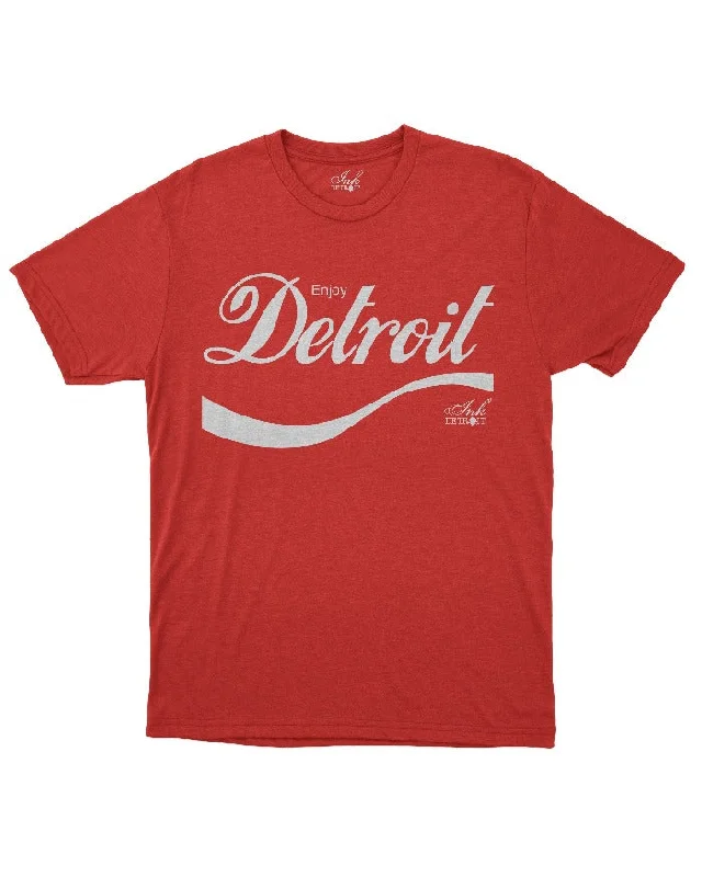 Men's short - sleeve linen t - shirts for summer beach outingsMen's short - sleeve linen t - shirts for summer beach outingsInk Detroit Enjoy Detroit T-Shirt - Red