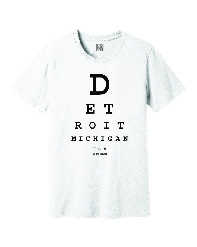 Men's long - sleeve henley t - shirts with button - down placketsMen's long - sleeve henley t - shirts with button - down placketsInk Detroit Eye Chart T-Shirt - White